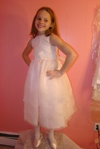 Cheri Flower Girl Dress size 5 Pink Organza Satin Style #15312T Teardrop... - $111.07