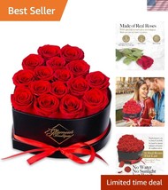 Elegant Heart-Shaped Box with 16 Eternal Red Roses - Perfect for Every O... - $1,120.91 MXN