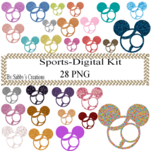 Glitter Sports Ball-Digital Kit-Jewelry Tag-T shirt-Digital Clipart-Scra... - $37.71 MXN