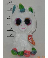Ty Pixie the Unicorn 6&quot; Beanie Babies baby Boo plush toy white Pink Gree... - $10.24