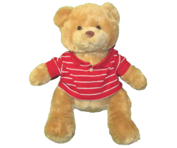 Aeropostale Teddy Plush Bear 12&quot; Stuffed Animal Red White Striped Collar Shirt - £9.06 GBP