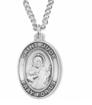 Sterling Silver Oval St Jude Patron Of Hopeless Causes Necklace &amp; Chain - £63.94 GBP