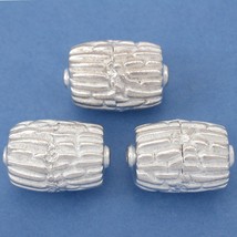 Bali Barrel Silver Plated Beads 19mm 20 Grams 3Pcs Approx. - $7.10