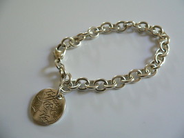 Tiffany &amp; Co Silver Notes Bracelet Round Circle Charm Bangle Gift Love - £257.33 GBP