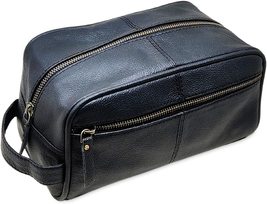 jaald Men&#39;s Genuine Leather Toiletry Bag Waterproof Dopp Kit Shaving Bags And Gr - £31.90 GBP