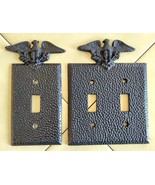 Lot (2) Vintage Hammered Black Metal Eagle Light Switch Plates - Single/... - £17.55 GBP