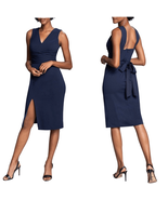 DRESS THE POPULATION Alessia Tie Waist Crepe Dress, Navy, Size Medium, NWT - $99.00