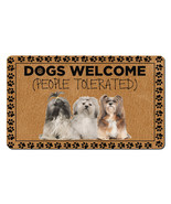 Cute Lhasa Apso Dog Lover Outdoor Doormat People Tolerated Dogs Welcome ... - $39.55