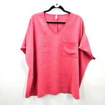 Zenana Pink Short Sleeve Oversized L Blouse Top Shirt Large - $15.00