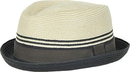 Tan Unisex Trilby Fedora Panama Hat BT65A Woven Toyo Straw Black Trim Band - £20.54 GBP