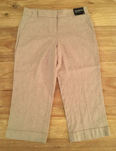 New York &amp; Co Pants Size 4 Linen Blend 5th Avenue Crop Straight Leg Pinstripe  - £19.23 GBP