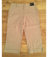 New York &amp; Co Pants Size 4 Linen Blend 5th Avenue Crop Straight Leg Pins... - £19.16 GBP