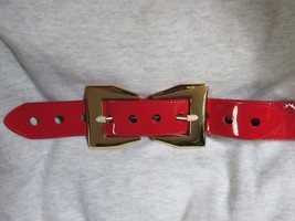 &quot;&quot;RED, SHINY FAUX LEATHER, LARGE BUCKLE&quot;&quot; - BELT - NEW- HOT IN HOLLYWOOD... - £10.09 GBP