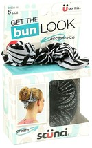 Scunci Get The Bun Look Hair Accessory Bun Maker 6 Piece Kit Black &amp; White NEW - £8.21 GBP