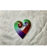 Brooch Heart Pin Medium Large Handmade Polymer Clay Open Heart Spiral De... - £14.30 GBP