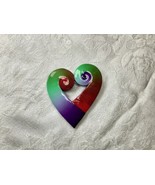 Brooch Heart Pin Medium Large Handmade Polymer Clay Open Heart Spiral De... - £14.38 GBP