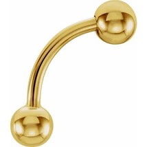 14k Yellow Gold Threaded Curved Eyebrow Barbell - £247.00 GBP+