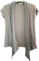 Anthropologie Women&#39;s Open Front Knit Cardigan Pins &amp; Needles Gray Striped Med - £5.14 GBP