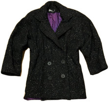 Vintage Capri New York Tweed Übergröße Mantel Schwarz Einheitsgröße - £22.94 GBP