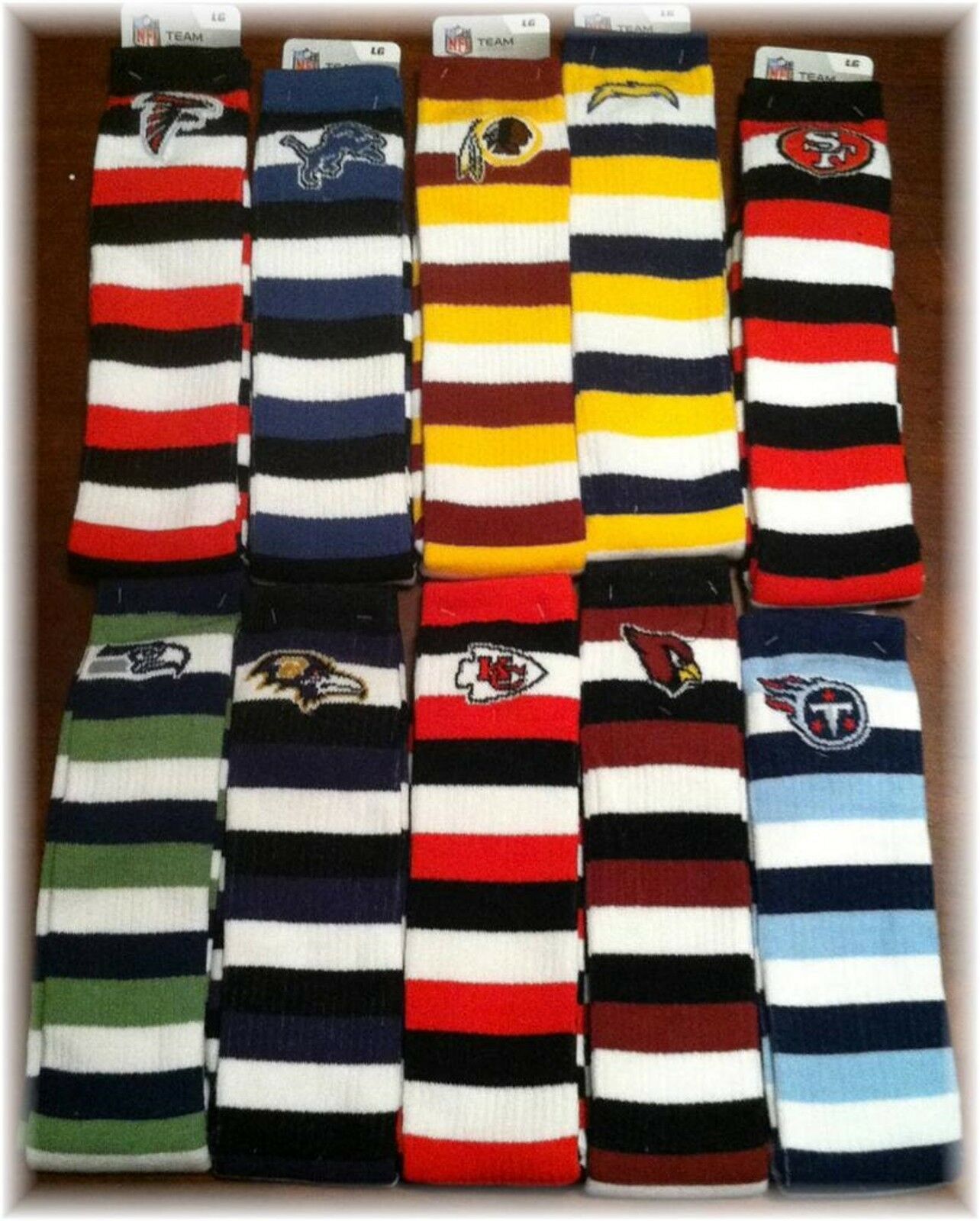 NFL Striped Knee High Hi Tube Socks One Size Fits Most Adults - Pick Your Team! - £7.95 GBP