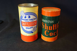 Old Vtg (2) Shuttlecocks Original Badminton Containers W/ Rubber Bottom Birdies - £19.77 GBP