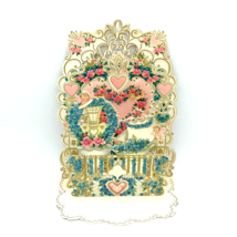 POP-UP vintage Valentine&#39;s Day card - cherub forget-me-not ship diecut embossed - £18.38 GBP