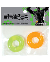 Ignite Power Stretch Donut Cock Ring Orange/green Pack Of 2 - £8.08 GBP