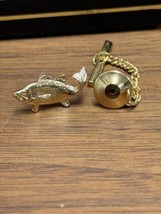 Vintage Colibri Fish Tie Tack Lapel Pin - Gold Tone MCM Outdoorsman JD - $14.84