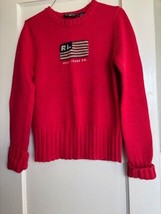 Vintage Polo Jeans Co Ralph Lauren Women/Youth Cotton Sweater Red USA Fl... - £39.49 GBP