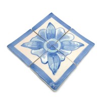 Hand Painted Ceramic Floral Tile Panel Artisan Blue Decorative Portugal ... - $38.20