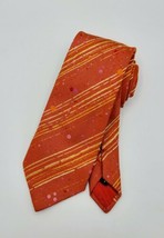 Vtg Christian Lacroix Orange &amp; Yellow w/ Splatter Art Style Italian Silk Tie  - £19.77 GBP
