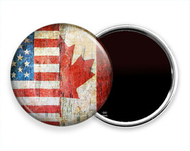 Rustic Usa American Canadian Flag Fusion Fridge Refrigerator Note Holder Magnet - £10.33 GBP+