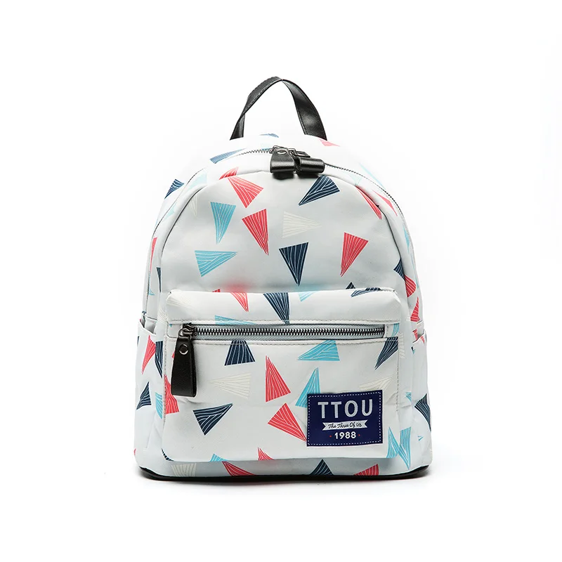 TTOU Design Colorful Triangle Printing Backpack Teenage Girls School Bag Women B - £79.11 GBP