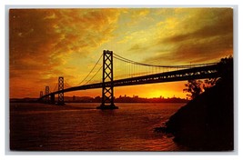 Oakland Bay Bridge Sunset San Francisco California CA Chrome Postcard S26 - $3.91