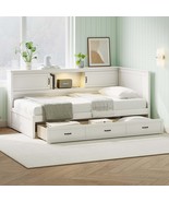 White Twin Captain&#39;s Bed with Storage &amp; LED - $641.12 CAD
