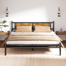 California King Size Bed Frame - Modern Wood &amp; Metal Headboard Platform ... - $137.85