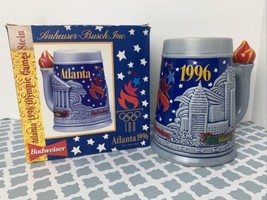 Budweiser 1996 Atlanta Olympic Games Stein Ceramic Anheuser Busch w Original Box - $12.86