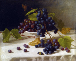 Framed Canvas Art Print Giclee Still Life With Grapes In A Footed Bowl - £31.64 GBP+