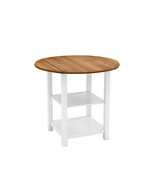 Folding Round Dining Table Drop Leaf Table with 2 Shelves for Small Spac... - $5,176.29 MXN