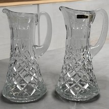 Pair Of Irena Hand Cut Clear Crystal Pitchers Jugs Hand Made In Poland D... - $41.65 CAD