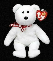 Ty Valentine&#39;s Day Beanie Babies Bear White Red hearts Scarf Xavier 2018 - £9.42 GBP