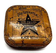 The Webster Typewriter Ribbon Tin Star Brand For Underwood 2 x 2 x 5/8 Inch - $18.32