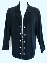 Chico&#39;s Travelers Knit Open Jacket Cardigan Metal Eyelets Size 3 XL 16 Black - $26.99