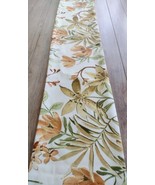 Reversible Long Floral Table Runner  Brown Woven Dining Palm 118 X 12 Bo... - £18.70 GBP
