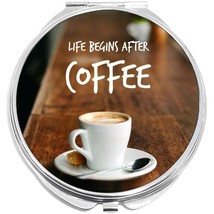 Life Begins After Coffee Compact with Mirrors - Perfect for your Pocket ... - $11.76
