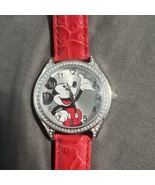 Disney MCKAQ1115 Mickey Mouse Women&#39;s Watch Analog Dial Red Band Rhinest... - $734.95 MXN