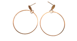 Women&#39;s Hoop  Earrings Fashion Jewelry Gold Tone Dangles 1 1/2 inch - £7.07 GBP