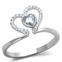 4mm Heart Cut CZ Solitaire Heart Curved Band 925 Sterling Silver Engagement Ring - £55.00 GBP