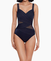 Miraclesuit 6516665 Network New Sensations Madero One Piece Swimsuit SZ 16 Navy - £55.68 GBP