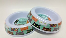 2 Cat Food Water Dish Pet Sturdy Feeding Bowls 4-4.5&quot; Dia Bowl &quot;You&#39;ve g... - $19.79